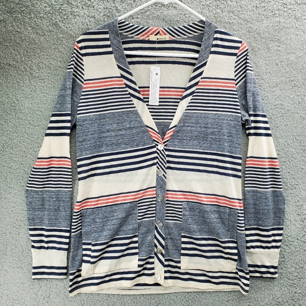 LAmade Button Sweater Size Small Striped NWT